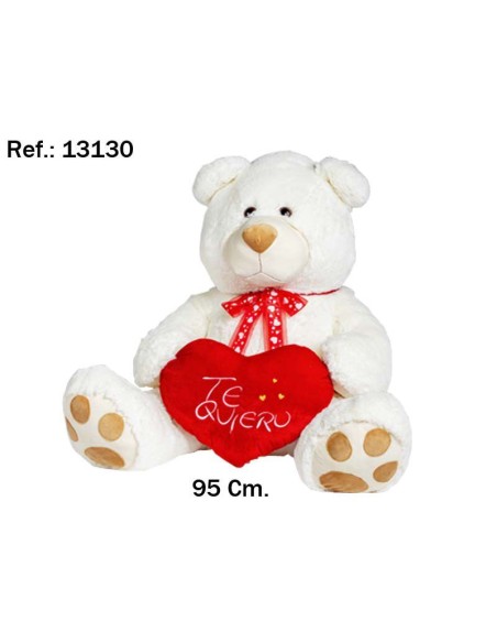 OSO BLANCO CORAZON TE QUIERO 80CM. (1)(2)