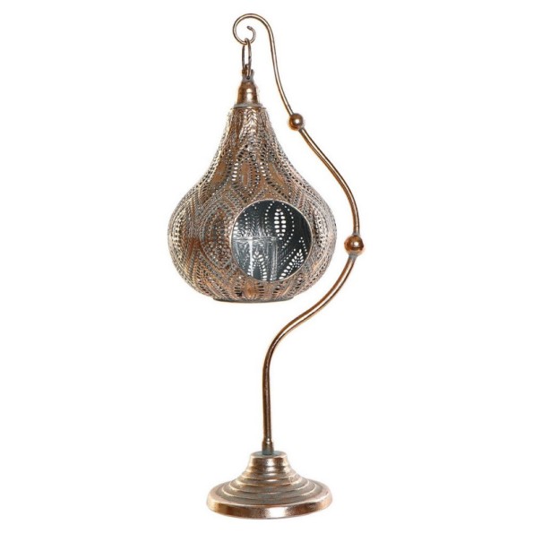 PORTAVELA METAL CRISTAL 21X18X54 COLGANTE BRONCE