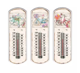 TERMOMETRO METAL CRISTAL 11X1X31 BICICLETA 3 SURT.