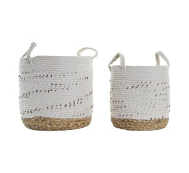 CESTA SET 2 ALGODON JUNCO 26X26X32 BLANCO