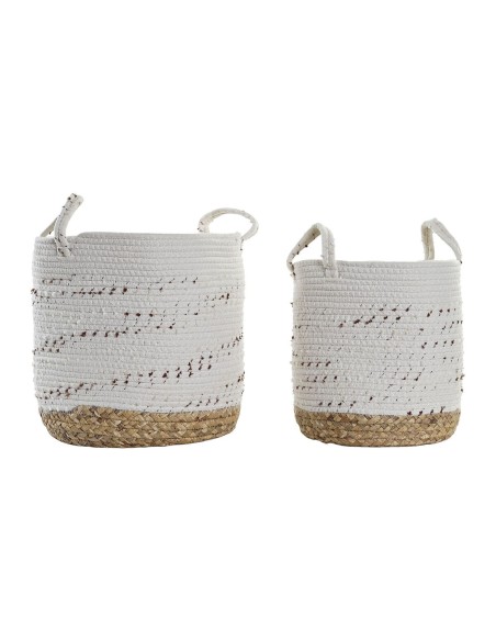 CESTA SET 2 ALGODON JUNCO 26X26X32 BLANCO