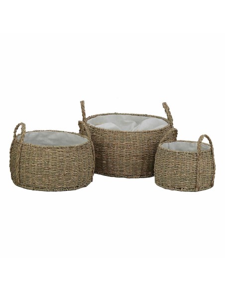 CESTA SET 3 SEAGRASS ALGODON 38X38X20 NATURAL