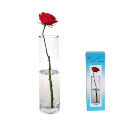 FLORERO CRISTAL RED 8X25CM