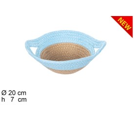 CESTA CUERDA PAPEL NATURAL/TURQUESA CON