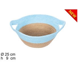 CESTA CUERDA PAPEL NATURAL/TURQUESA CON ASAS (7318)