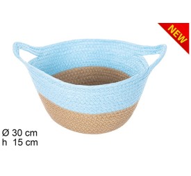 CESTA CUERDA PALEL NATURAL/TURQUESA CON