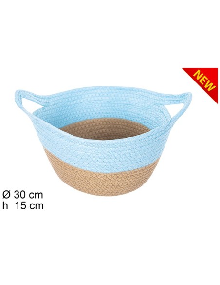 CESTA CUERDA PALEL NATURAL/TURQUESA CON