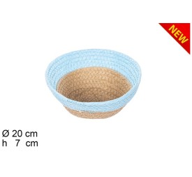CESTA CUERDA PAPEL NATURAL/TURQUESA SIN