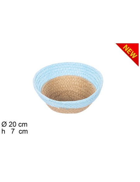 CESTA CUERDA PAPEL NATURAL/TURQUESA SIN