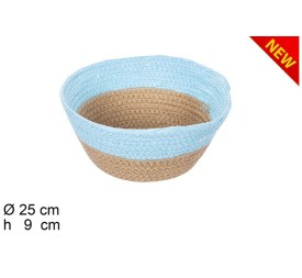 CESTA CUERDA PAPEL NATURAL/TURQUESA SIN ASAS (7387)