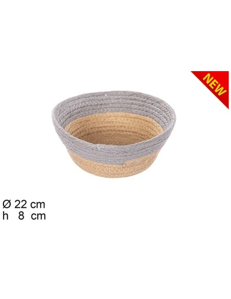 CESTA CUERDA PAPEL NATURAL/GRIS SIN ASAS