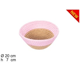 CESTA CUERDA PAPEL NATURAL/ROSA SIN ASAS
