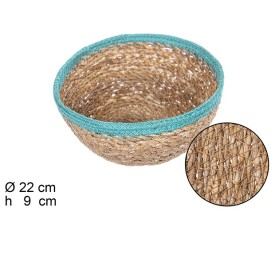 CESTA SEAGRASS REDONDA CON BORDE YUTE (8636)