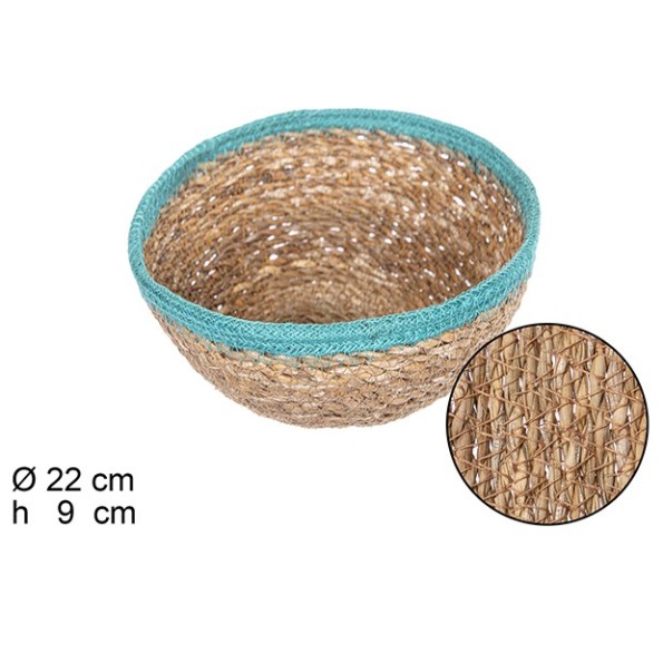 CESTA SEAGRASS REDONDA CON BORDE YUTE (8636)