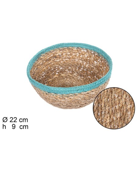 CESTA SEAGRASS REDONDA CON BORDE YUTE (8636)