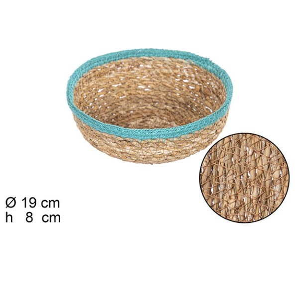 CESTA SEAGRASS REDONDA CON BORDE YUTE (8643)