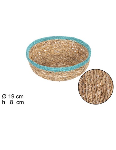 CESTA SEAGRASS REDONDA CON BORDE YUTE (8643)