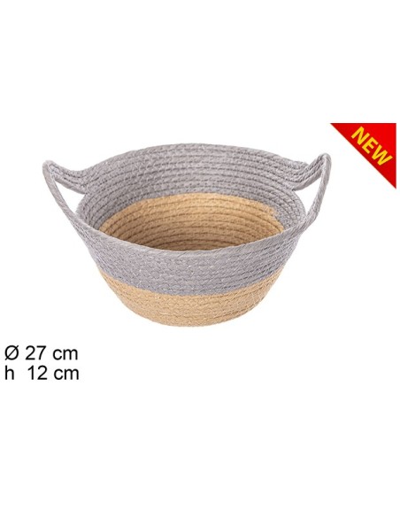 CESTA CUERDA PAPEL NATURAL/GRIS CO