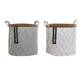 CESTA ROPA ALGODON CUERO 32X32X32 2 SURT.