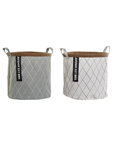 CESTA ROPA ALGODON CUERO 32X32X32 2 SURT.