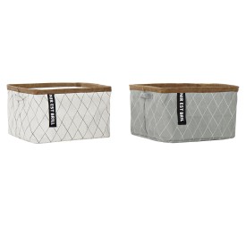 CESTA ALGODON CUERO 38X30X23 2 SURT.