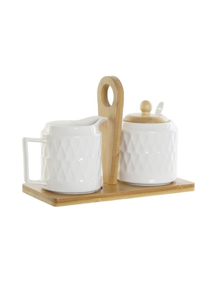 AZUCARERO SET 3 PORCELANA BAMBU 12X7,5X8,5 BLANCO