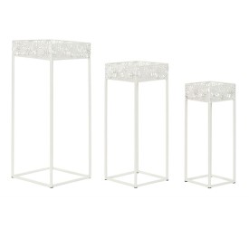 MACETERO SET 3 METAL 28X28X70 HOJA BLANCO