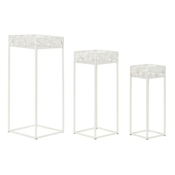 MACETERO SET 3 METAL 28X28X70 HOJA BLANCO