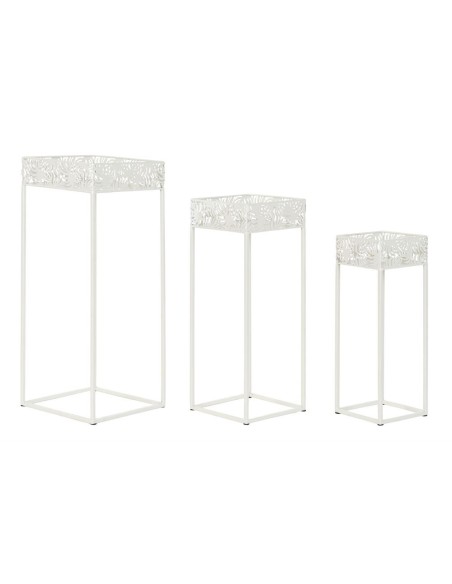 MACETERO SET 3 METAL 28X28X70 HOJA BLANCO