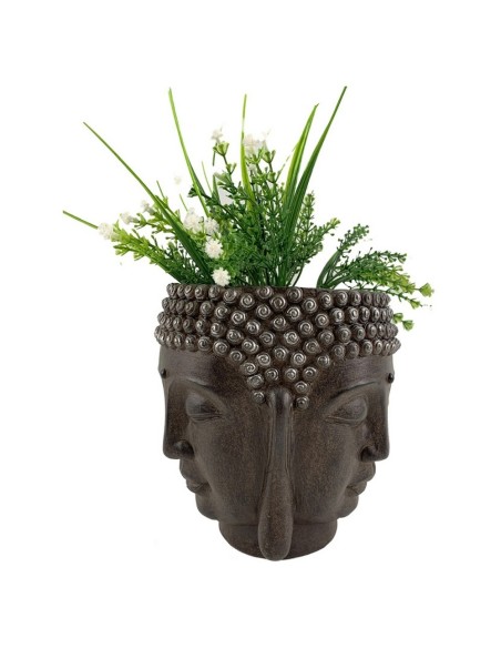 MACETERO RESINA 16,5X16,5X18 BUDA MARRON OSCURO