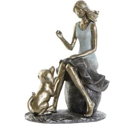 FIGURA RESINA 13X8,5X17,5 CHICA PERRO AZUL