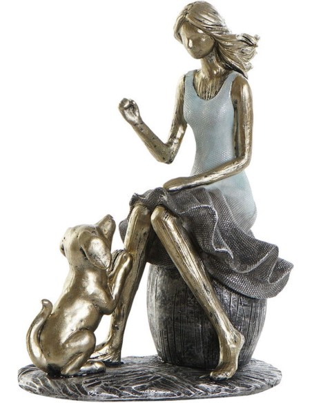 FIGURA RESINA 13X8,5X17,5 CHICA PERRO AZUL