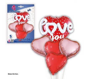SET GLOBOS CORAZON LOVE YOU PQ.12 C/240U