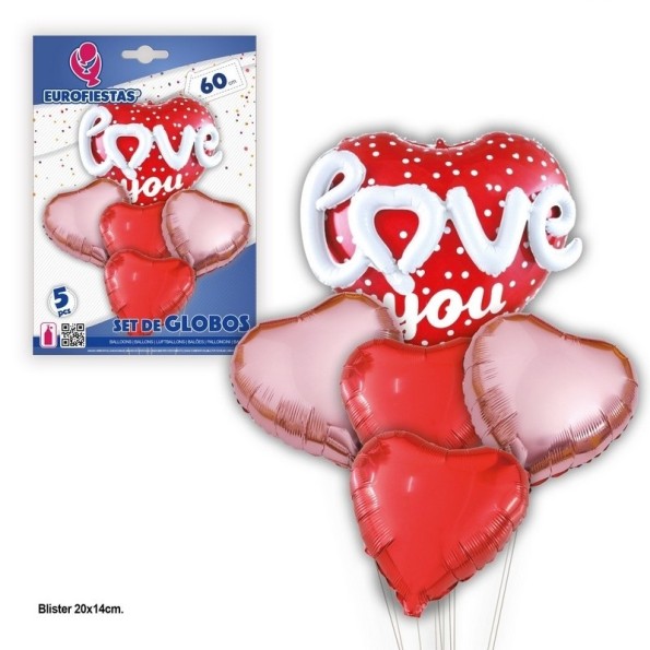 SET GLOBOS CORAZON LOVE YOU PQ.12 C/240U