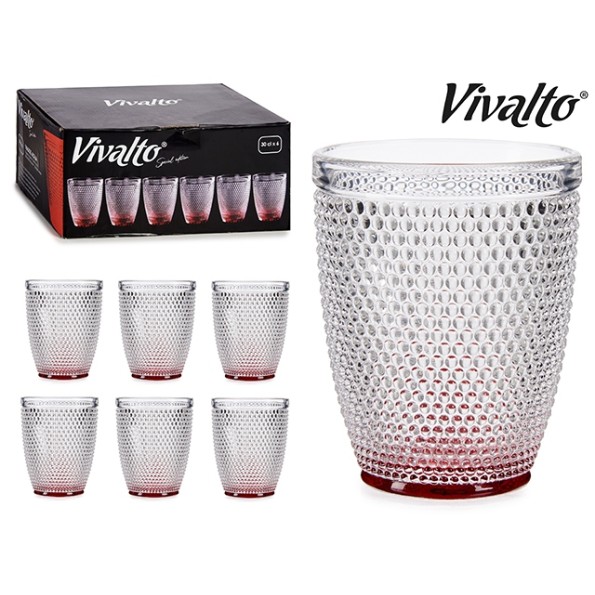 VASO CRISTAL PUNTOS AGUA 30CL ROJO 1 UNID