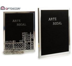 PANEL NEGRO MARCO PLATA LETRAS PLATA 144