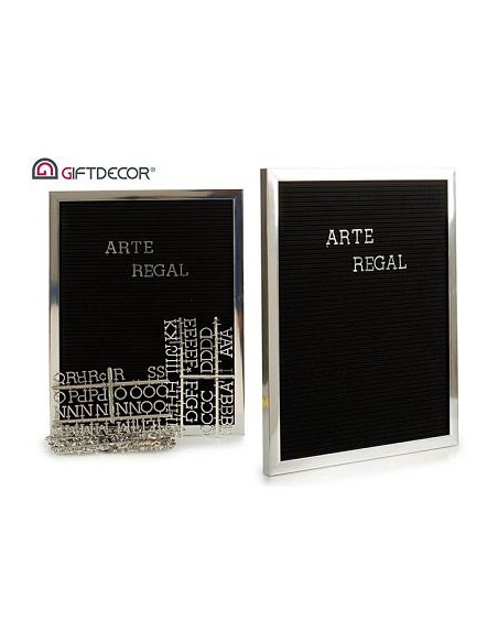 PANEL NEGRO MARCO PLATA LETRAS PLATA 144