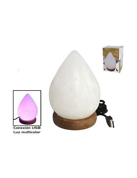 LÁMPARA DE SAL BLANCA LÁGRIMA USB