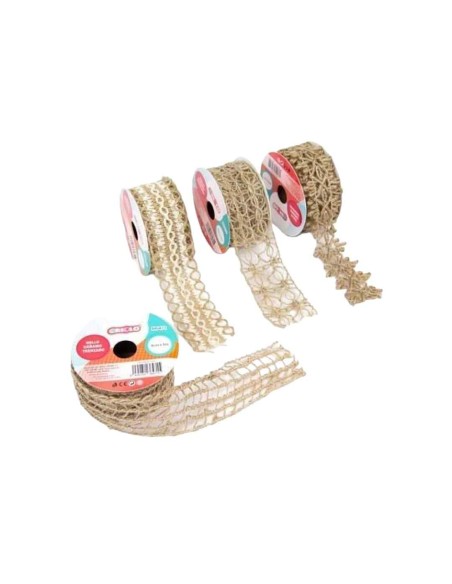 CINTA DE CAÑAMO TRENZADO DE COLORES 4CM X 1M
