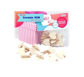MINI PINZAS DE MADERA CON CORAZONES 3CM