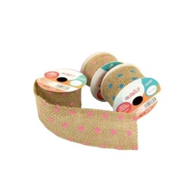 CINTA DE CAÑAMO ESTAMPADO LUNARES 5CM X 1.9M