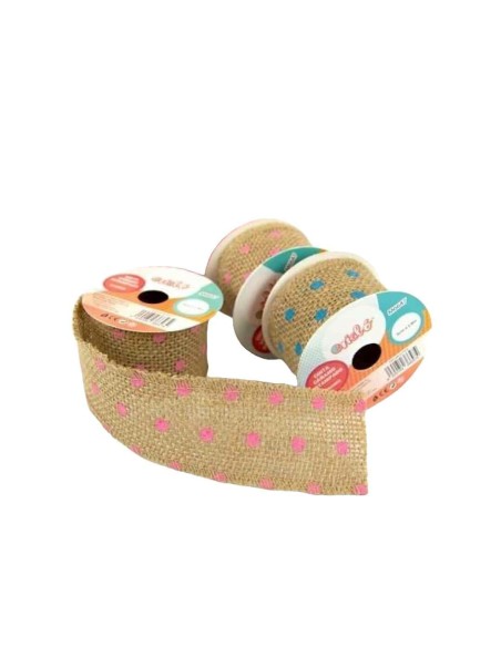 CINTA DE CAÑAMO ESTAMPADO LUNARES 5CM X 1.9M