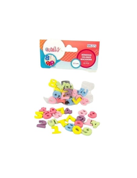 NUMEROS COLORES MACARONS 1.5CM 20PCS