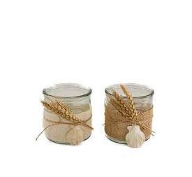 PORTAVELAS YUTE CON CONCHAS Ø10x10cm A/2