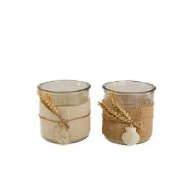 PORTAVELAS YUTE CON CONCHAS Ø12x12cm A/2