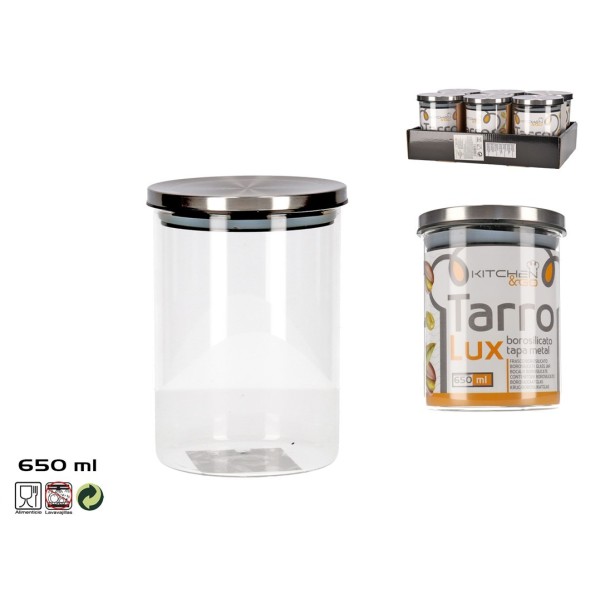 TARRO BOROSILICATO 650ML T/METAL LUX