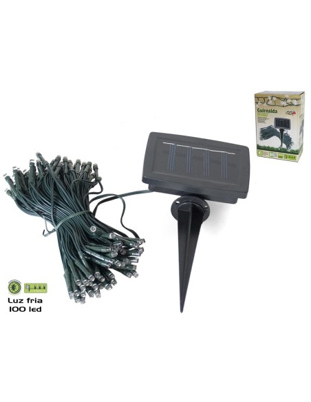 GUIRNALDA SOLAR PLÁSTICO 100 LED FRÍO 2M