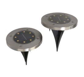 LAMPARA SOLAR X2 SUELO 8 LED CÁLIDO 14CM