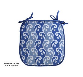COJÍN AZUL BOTELLA OLAS 39X39X3CM