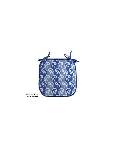 COJÍN AZUL BOTELLA OLAS 39X39X3CM